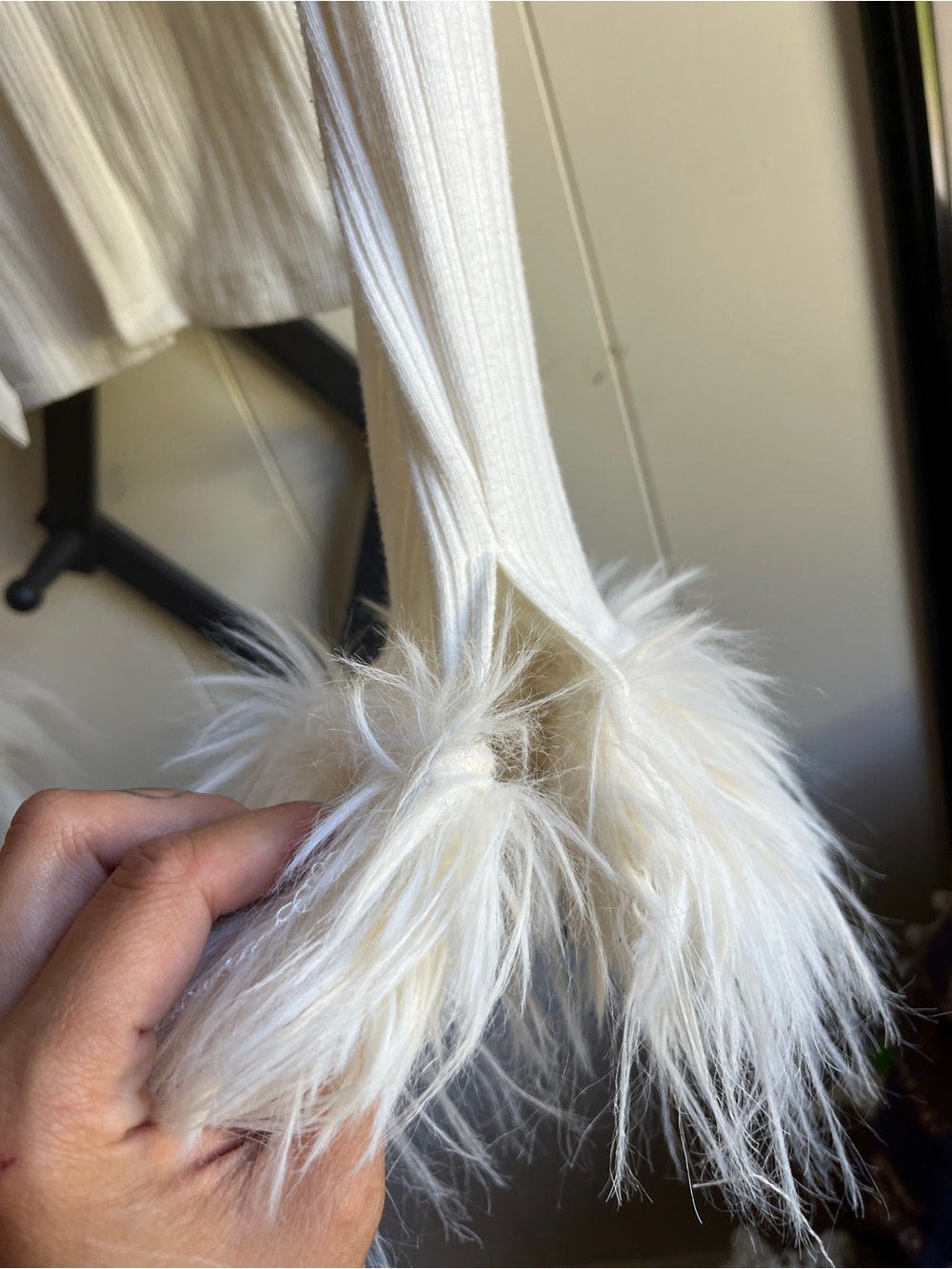 White Faux-Fur Trim Ribbed Button-Front Jacket - Picture 4 of 7